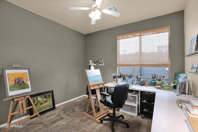 office area featuring wood-type flooring