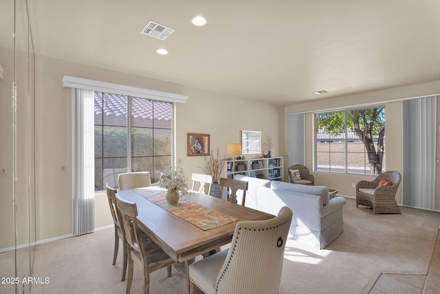 view of carpeted dining room