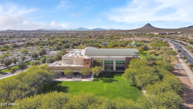 bird's eye view with a mountain view