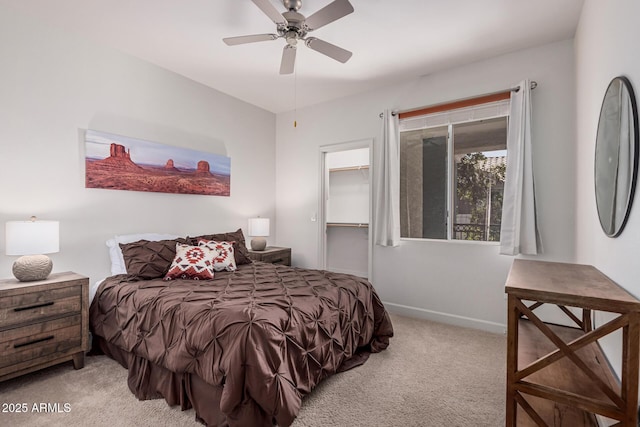 1100 N Priest Dr Unit 2145, Chandler, AZ 85226 - bedroom featuring baseboards, ceiling fan, a walk in closet, and carpet
