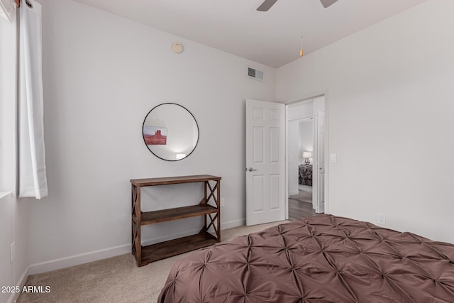 1100 N Priest Dr Unit 2145, Chandler, AZ 85226 - bedroom with baseboards, visible vents, ceiling fan, and carpet