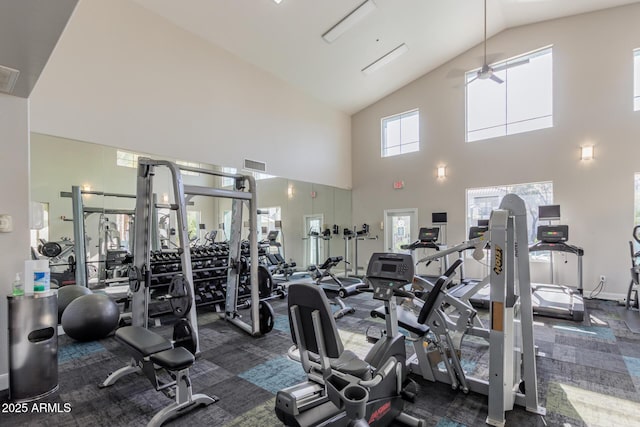 1100 N Priest Dr Unit 2145, Chandler, AZ 85226 - exercise room with baseboards, vaulted ceiling, and visible vents