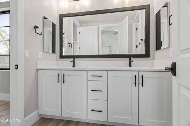 bathroom featuring wood-type flooring and vanity