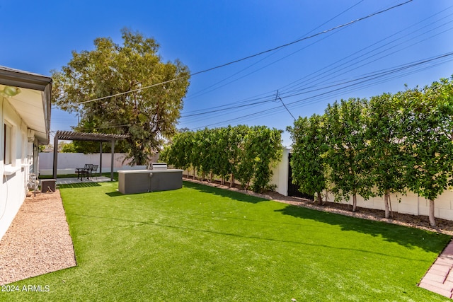 view of yard featuring a pergola and a patio