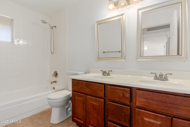 17808 N 45th Ave, Glendale, AZ 85308 - full bathroom with toilet, double vanity, washtub / shower combination, and tile patterned floors