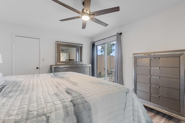 17808 N 45th Ave, Glendale, AZ 85308 - bedroom with access to exterior, wood finished floors, and a ceiling fan