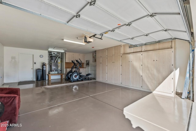 garage with a garage door opener