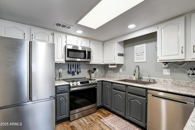 419 Apache Plume Trl, Prescott, AZ 86301 - kitchen with visible vents, white cabinets, stainless steel appliances, and a sink