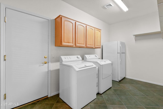 2109 W Wildhorse Dr, Chandler, AZ 85286 - laundry room featuring washer and dryer, cabinet space, and dark tile patterned floors