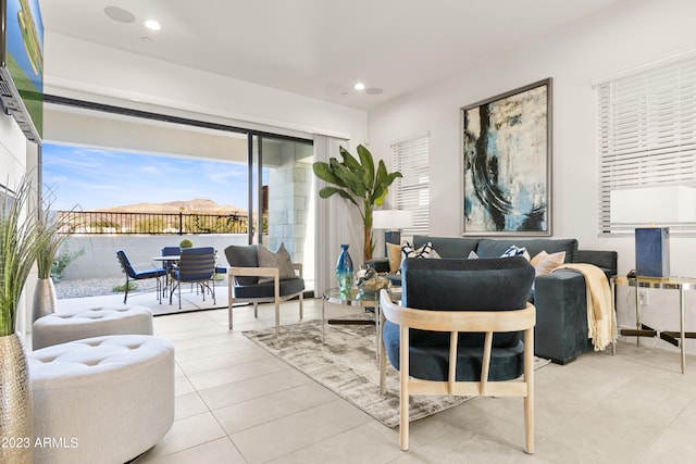 view of tiled living room