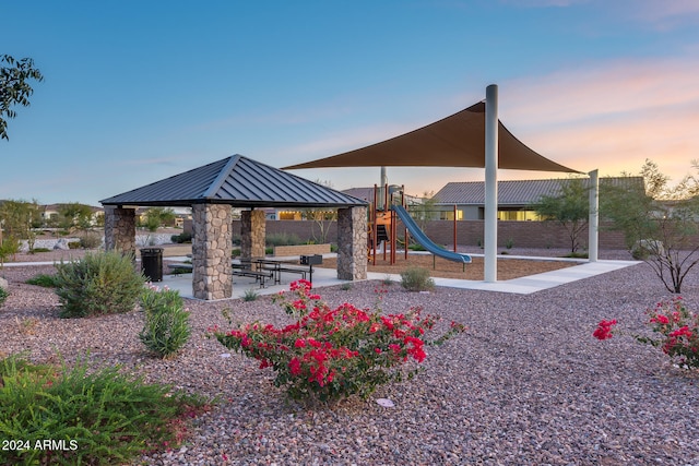 exterior space with a gazebo