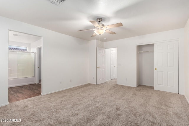 2652 E Riviera Dr, Chandler, AZ 85249 - unfurnished bedroom with carpet flooring, baseboards, ensuite bathroom, a closet, and ceiling fan