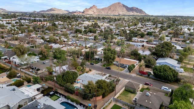 bird's eye view featuring a residential view and a mountain view