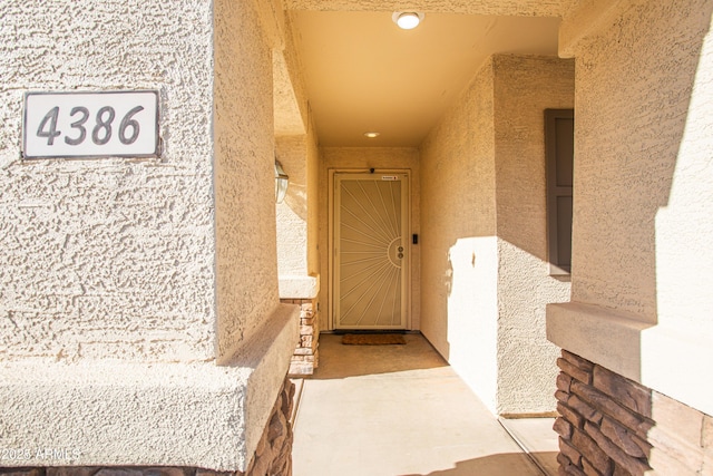 4386 E Mine Shaft Rd, San Tan Valley, AZ 85143 - view of exterior entry featuring stucco siding
