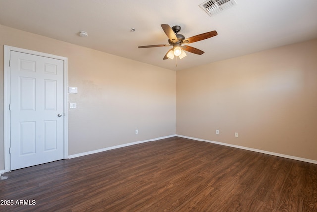 16021 N 30th St Unit 122, Phoenix, AZ 85032 - spare room featuring ceiling fan, dark wood-style floors, and baseboards
