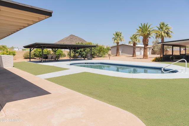 5102 W Whispering Wind Dr, Glendale, AZ 85310 - view of pool with a gazebo and a patio