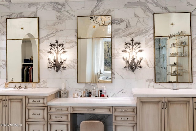 bathroom with backsplash and vanity