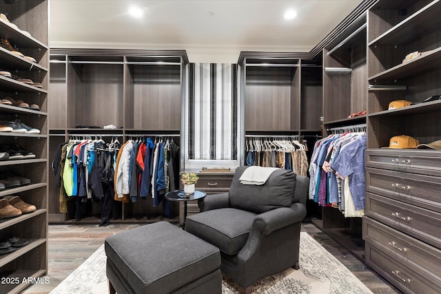 spacious closet with wood finished floors