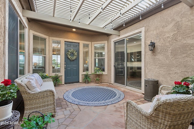 view of patio / terrace featuring a pergola