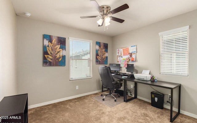 3914 S 58th Ln, Phoenix, AZ 85043 - office featuring carpet, a ceiling fan, and baseboards