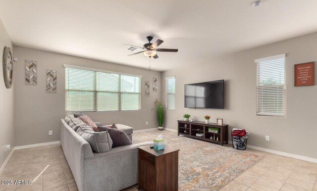 3914 S 58th Ln, Phoenix, AZ 85043 - living room with tile patterned flooring, healthy amount of natural light, and ceiling fan