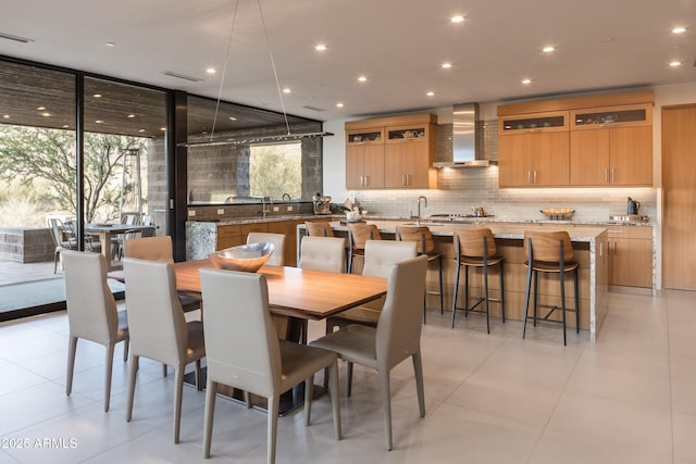 view of tiled dining area