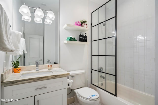 full bathroom with toilet, vanity, and combined bath / shower with glass door