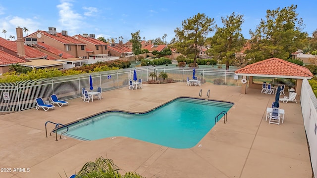 view of pool with a gazebo and a patio area