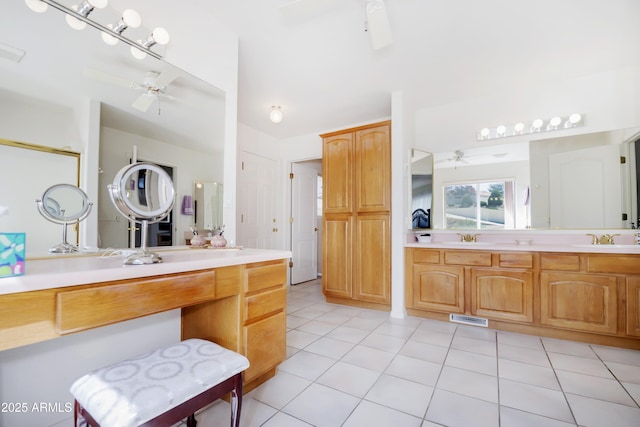 11430 E Manzanita Trl, Dewey, AZ 86327 - bathroom with a ceiling fan, vanity, and tile patterned floors