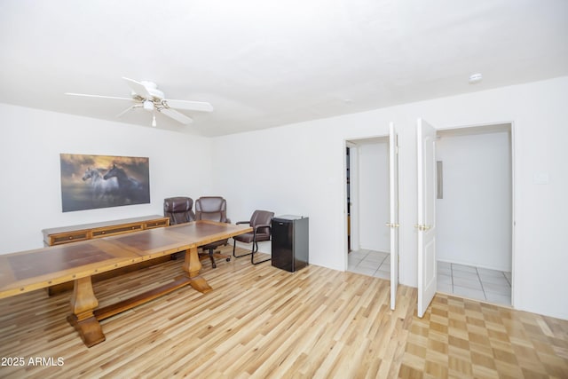11430 E Manzanita Trl, Dewey, AZ 86327 - office area featuring wood finished floors and a ceiling fan