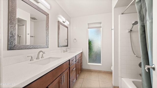 7012 N 22nd St, Phoenix, AZ 85020 - full bathroom with tile patterned floors, vanity, shower / bath combo, and toilet