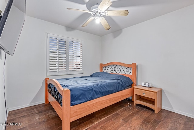 1723 W Mercury Way, Chandler, AZ 85224 - bedroom featuring hardwood / wood-style floors, baseboards, and ceiling fan