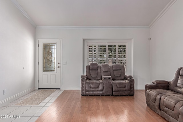 1723 W Mercury Way, Chandler, AZ 85224 - living area with ornamental molding, baseboards, and light wood finished floors
