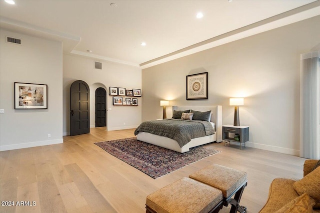 bedroom featuring light hardwood / wood-style flooring