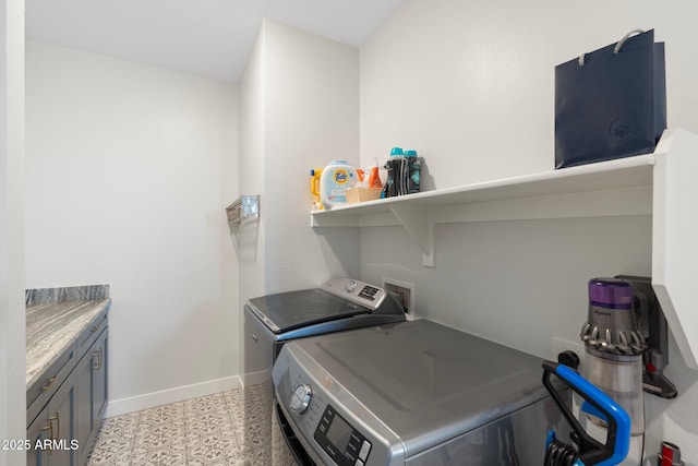 21134 W Minnezona Ave, Buckeye, AZ 85396 - laundry area with separate washer and dryer, cabinet space, and baseboards