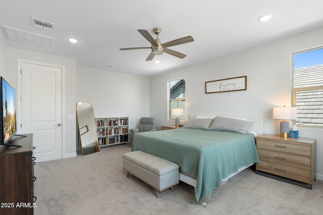 21134 W Minnezona Ave, Buckeye, AZ 85396 - carpeted bedroom featuring recessed lighting, baseboards, and a ceiling fan