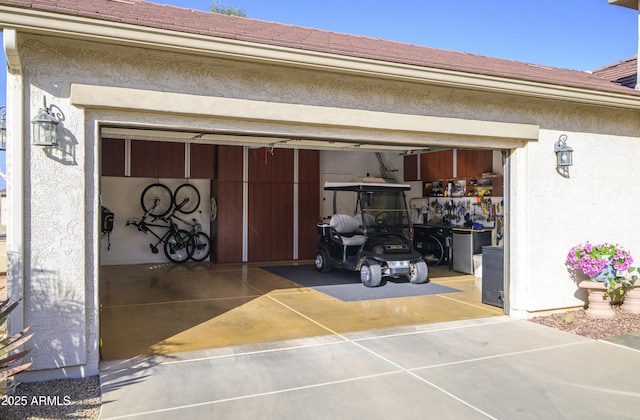 view of garage