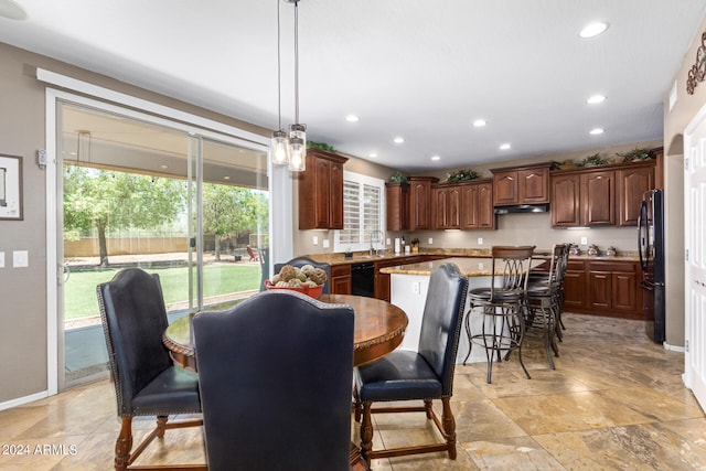 dining area with sink