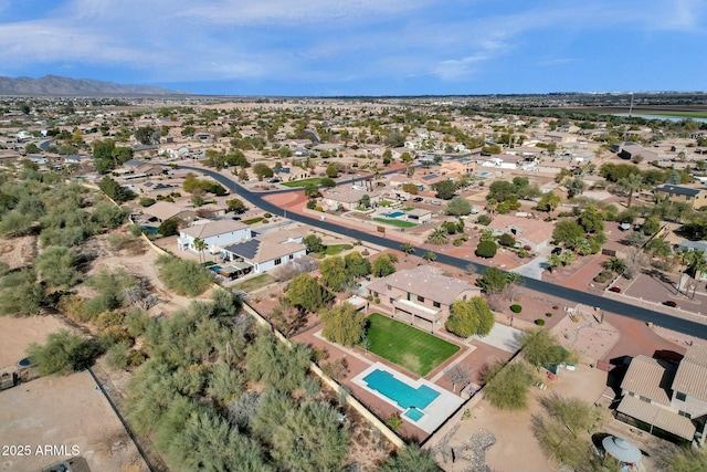 drone / aerial view with a mountain view