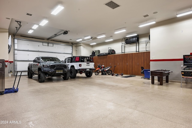 garage with wooden walls