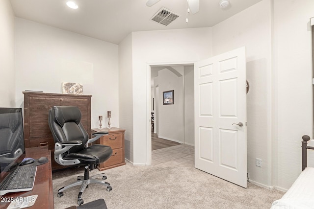 42328 N 46th Ln, Phoenix, AZ 85086 - office with a ceiling fan, light carpet, baseboards, and visible vents