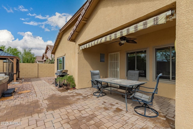 42328 N 46th Ln, Phoenix, AZ 85086 - view of patio with a ceiling fan, a grill, fence, a balcony, and outdoor dining space