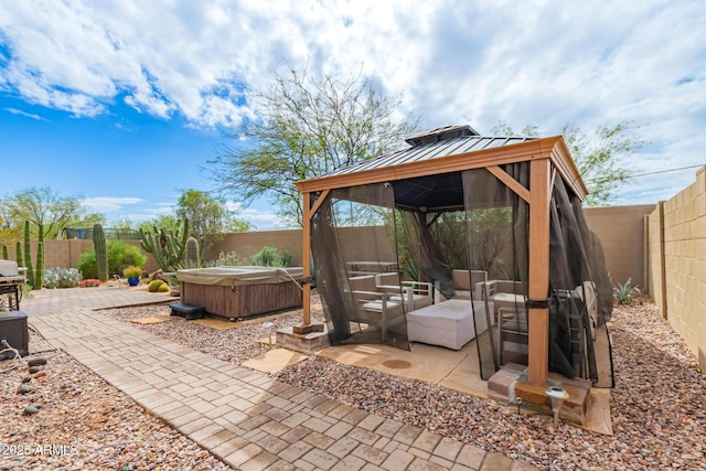 42328 N 46th Ln, Phoenix, AZ 85086 - view of patio with a fenced backyard, a gazebo, and a hot tub