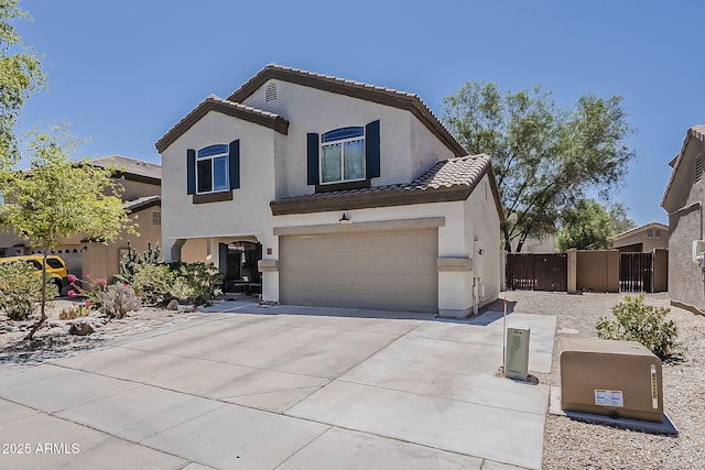2125 W Central Ave, Coolidge, AZ 85128 - mediterranean / spanish home featuring a tile roof, stucco siding, concrete driveway, and a garage
