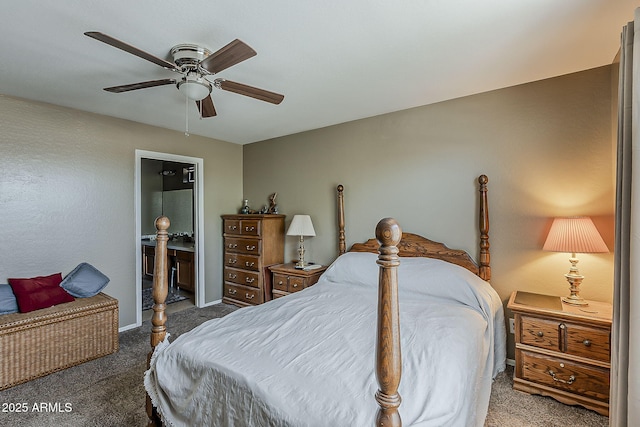 2125 W Central Ave, Coolidge, AZ 85128 - carpeted bedroom with connected bathroom and ceiling fan