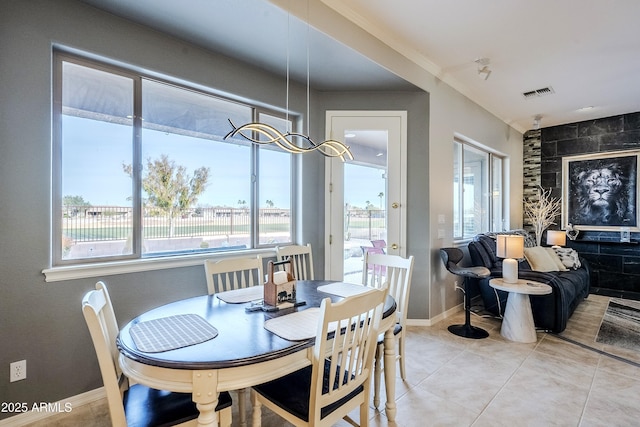 view of tiled dining space