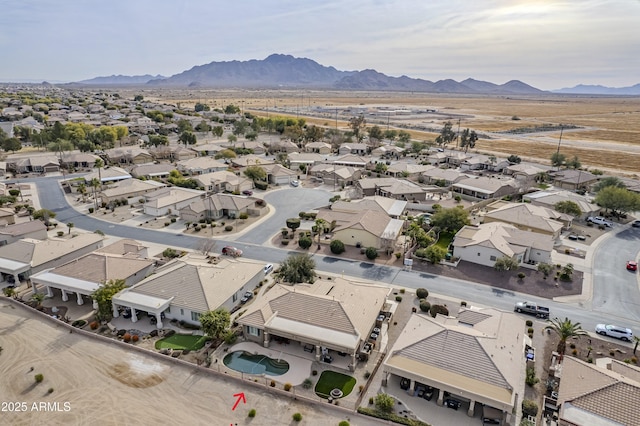 drone / aerial view with a mountain view