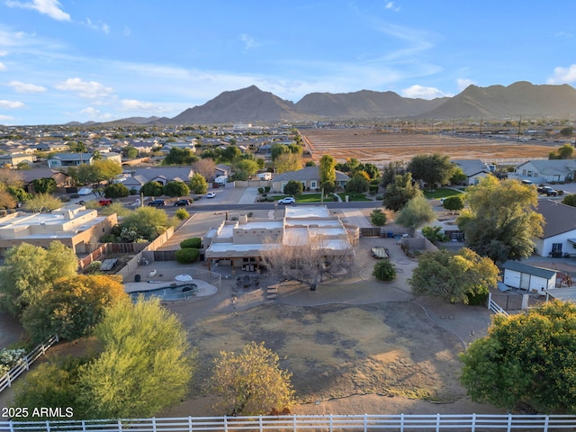 drone / aerial view with a mountain view