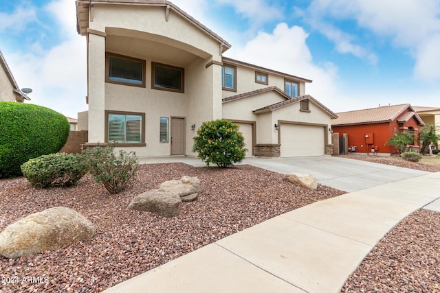 view of front of house with a garage