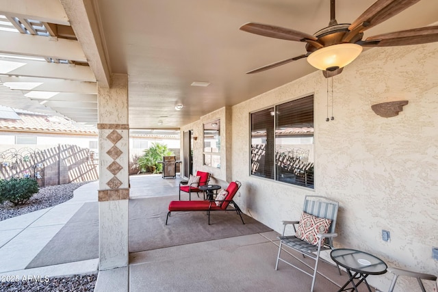 view of patio with ceiling fan